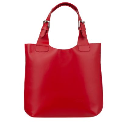 L'ARTIGIANO Włoska czerwona A4 klasyczna skórzana torebka shopper bag