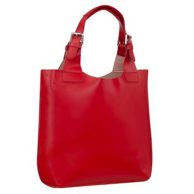 L'ARTIGIANO Włoska czerwona A4 klasyczna skórzana torebka shopper bag