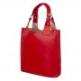 L'ARTIGIANO Włoska czerwona A4 klasyczna skórzana torebka shopper bag