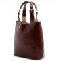 L'ARTIGIANO Włoska brązowa A4 klasyczna skórzana torebka shopper bag