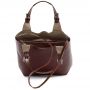 L'ARTIGIANO Włoska brązowa A4 klasyczna skórzana torebka shopper bag