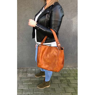 -35% RUDA CAMEL klasyczna skórzana torebka torba worek modna skóra