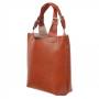 L'ARTIGIANO Włoska camel / ruda A4 klasyczna skórzana torebka shopper bag