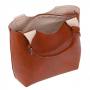 L'ARTIGIANO Włoska camel / ruda A4 klasyczna skórzana torebka shopper bag