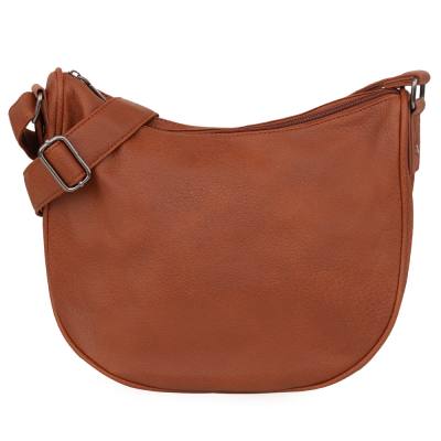 FIRENZE BAGS camel ruda klasyczna skórzana torebka listonoszka półowalna