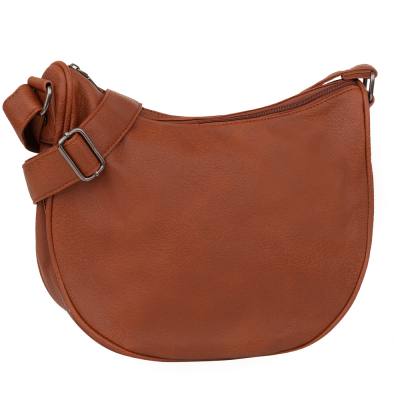 FIRENZE BAGS camel ruda klasyczna skórzana torebka listonoszka półowalna