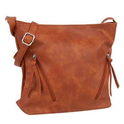 -34% FIRENZE BAGS camel ruda klasyczna skórzana torebka listonoszka kieszonki