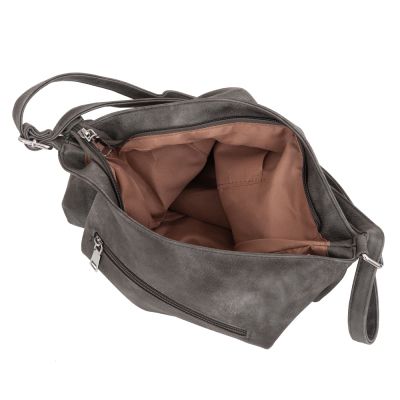 -34% FIRENZE BAGS szara klasyczna skórzana torebka listonoszka kieszonki