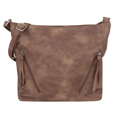 -34% FIRENZE BAGS cappuccino taupe klasyczna skórzana torebka listonoszka kieszonki