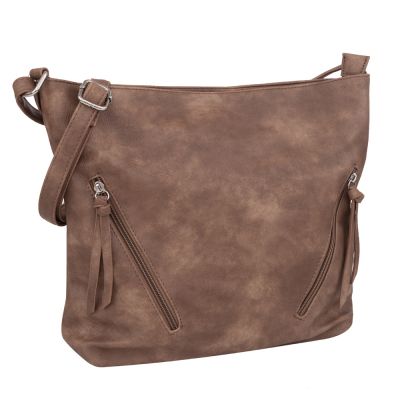 -34% FIRENZE BAGS cappuccino taupe klasyczna skórzana torebka listonoszka kieszonki