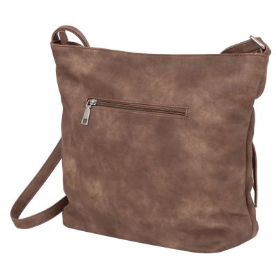 -34% FIRENZE BAGS cappuccino taupe klasyczna skórzana torebka listonoszka kieszonki