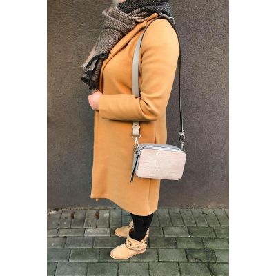 włoska camel ruda modna wężowa torebka listonoszka krokodyl MUST HAVE