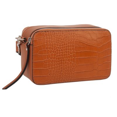 włoska camel ruda modna wężowa torebka listonoszka krokodyl MUST HAVE