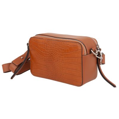 włoska camel ruda modna wężowa torebka listonoszka krokodyl MUST HAVE