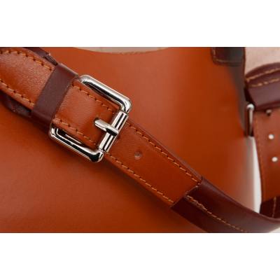 L'ARTIGIANO Włoska camel ruda A4 klasyczna skórzana torebka shopper bag