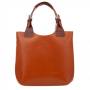 L'ARTIGIANO Włoska camel ruda A4 klasyczna skórzana torebka shopper bag