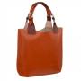 L'ARTIGIANO Włoska camel ruda A4 klasyczna skórzana torebka shopper bag