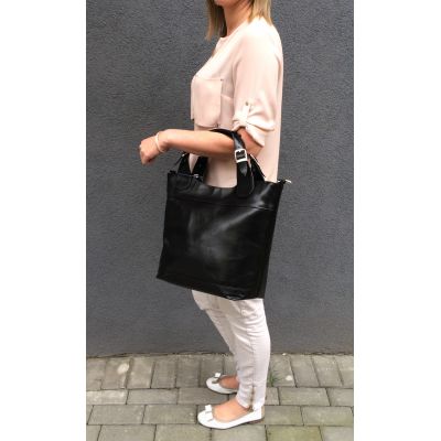 SALE Polska czarna A4 skórzana torebka 100% SKÓRA NATURALNA zarka
