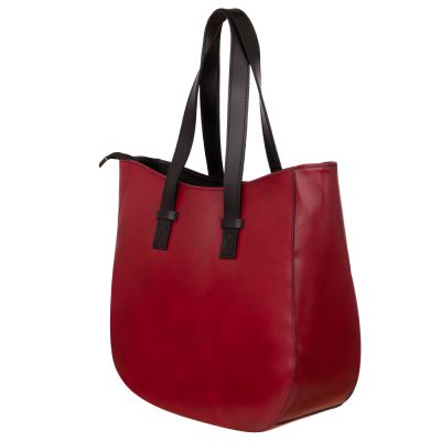Vera Pelle - włoska bordowa A4 pojemna skórzana torebka SKÓRA NATURALNA shopper bag