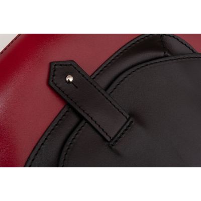 Vera Pelle - włoska bordowa A4 pojemna skórzana torebka SKÓRA NATURALNA shopper bag