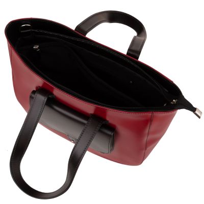 Vera Pelle - włoska bordowa A4 pojemna skórzana torebka SKÓRA NATURALNA shopper bag