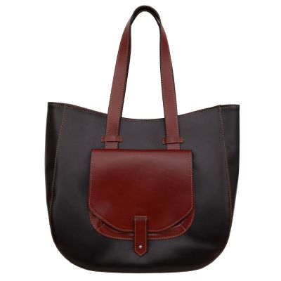 Vera Pelle - włoska czarna A4 pojemna skórzana torebka SKÓRA NATURALNA shopper bag