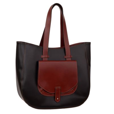 Vera Pelle - włoska czarna A4 pojemna skórzana torebka SKÓRA NATURALNA shopper bag