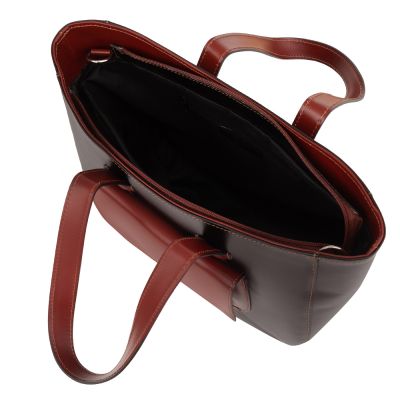 Vera Pelle - włoska czarna A4 pojemna skórzana torebka SKÓRA NATURALNA shopper bag