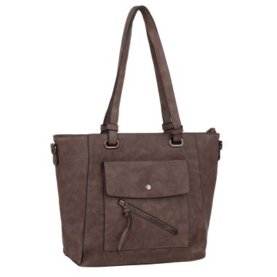 ELEGANCI A4 cappuccino taupe klasyczna skórzana torebka torba