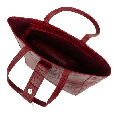 Włoska bordowa A4 skórzana torebka wężowa skóra KROKODYL