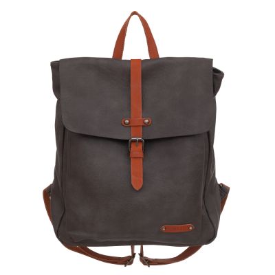 Flora&Co szary / camel skórzany plecak modna torba A4