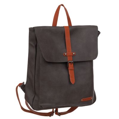 Flora&Co szary / camel skórzany plecak modna torba A4