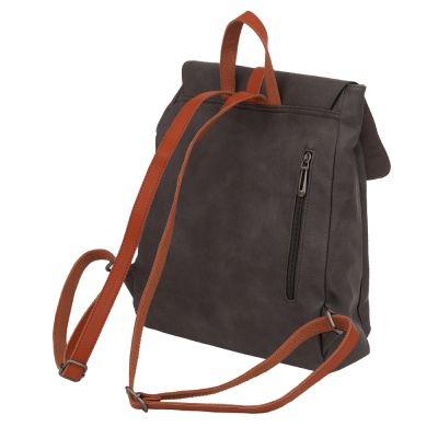 Flora&Co szary / camel skórzany plecak modna torba A4