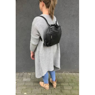 Skórzana camel ruda torebka plecak miękka SKÓRA NATURALNA worek 2w1