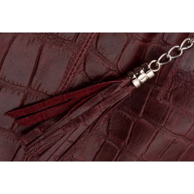 -20% HIT Vera Pelle WŁOSKA BORDOWA TOREBKA SHOPPER KROKODYL