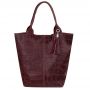 -20% HIT Vera Pelle WŁOSKA BORDOWA TOREBKA SHOPPER KROKODYL