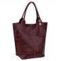 -20% HIT Vera Pelle WŁOSKA BORDOWA TOREBKA SHOPPER KROKODYL