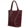 -20% HIT Vera Pelle WŁOSKA BORDOWA TOREBKA SHOPPER KROKODYL