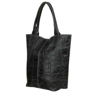 -20% HIT Vera Pelle WŁOSKA ZIELONA TOREBKA SHOPPER KROKODYL