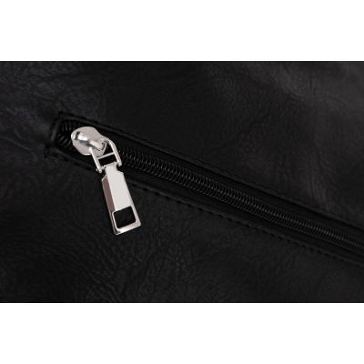 FASHION BAGS - CZARNA klasyczna skórzana torebka torba worek modna skóra A4