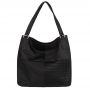 FASHION BAGS - CZARNA klasyczna skórzana torebka torba worek modna skóra A4