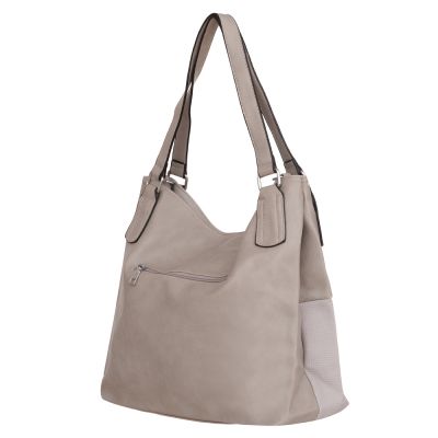 FASHION BAGS - SZARA klasyczna skórzana torebka torba worek modna skóra A4