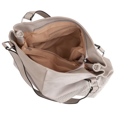 FASHION BAGS - SZARA klasyczna skórzana torebka torba worek modna skóra A4