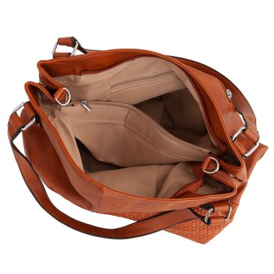 FASHION BAGS - CAMEL RUDA klasyczna skórzana torebka torba worek modna skóra A4