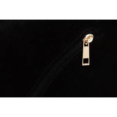 -30% Włoska czarna A4 skórzana torebka worek MIĘKKA SKÓRA LICOWA + ZAMSZOWA frędzle