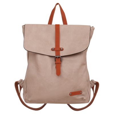 Flora&Co beżowy / camel skórzany plecak modna torba A4