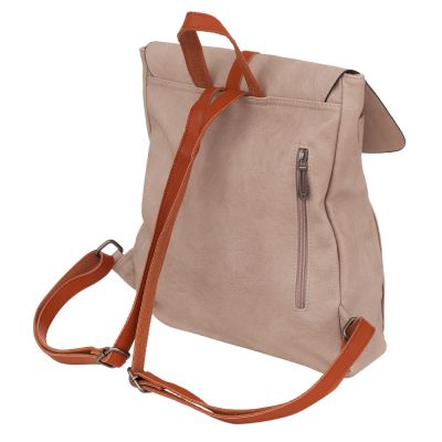 Flora&Co beżowy / camel skórzany plecak modna torba A4