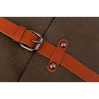 Flora&Co oliwkowy / camel skórzany plecak modna torba A4