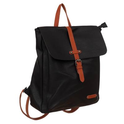 Flora&Co czarny / camel skórzany plecak modna torba A4