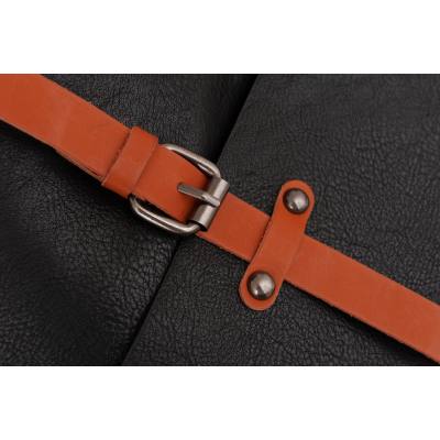 Flora&Co czarny / camel skórzany plecak modna torba A4
